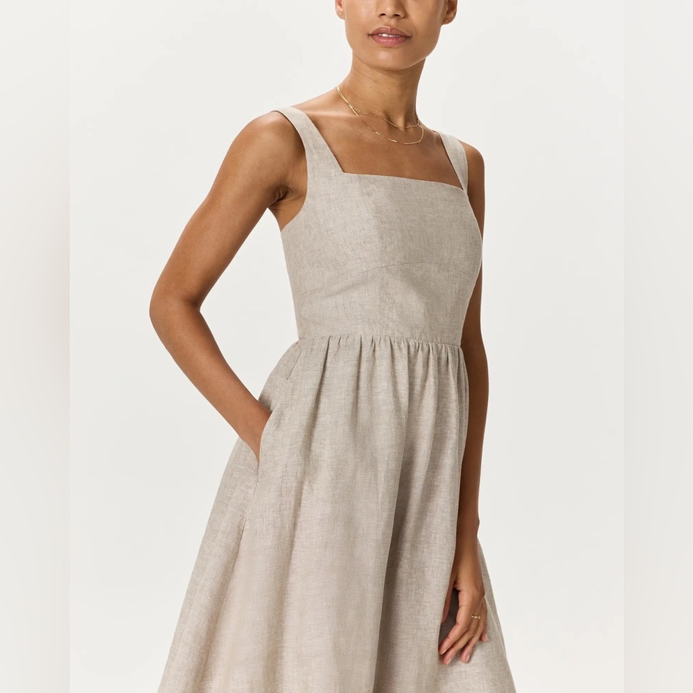 100% European Linen Fit & Flare Midi Dress XL